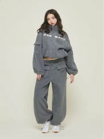 andmary Mary 로고 플리스 팬츠 그레이
