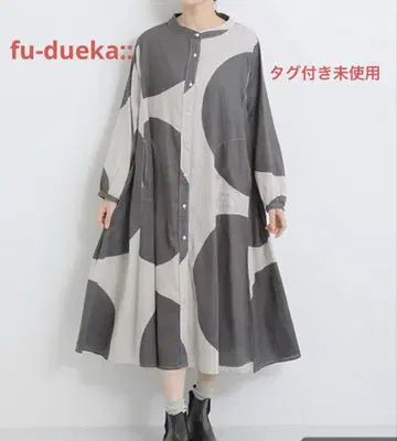 fu-dueka::*택 포함 미사용 빅 패턴 도트 코튼 포플린 원피스