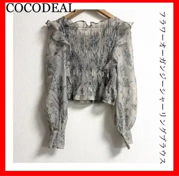 COCODEAL 플라워 오간자 셔링 블라우스