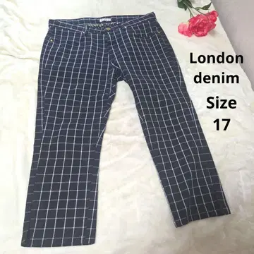 [ 오샤레 London denim ] 네이비 체크 팬츠 사이즈 17