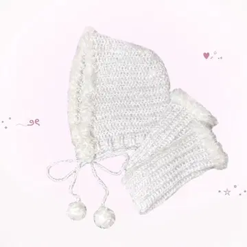 핸드메이드 보닛 핸드 워머 White