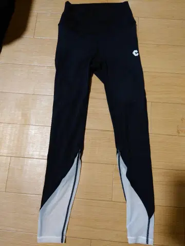 크로노스 블랙 레깅스 사이드 메쉬