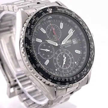 [ 작동 ] SEIKO 손목시계 크로노그래프 남성용 100M 블랙 실버