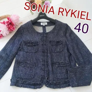 소니아 리키엘 데님 노카라 자켓 프릴 사이즈 40