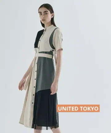 [ 새상품급 ] UNITED TOKYO 메쉬 레이어드 셔츠 원피스