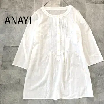 [새상품급] 아나이 ANAYI 블라우스 튜닉 화이트 긴팔 린넨