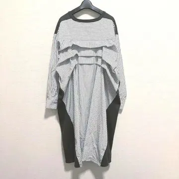 고품질 gomme 밴딩 백턱 원피스 이소재 절개 니트 M