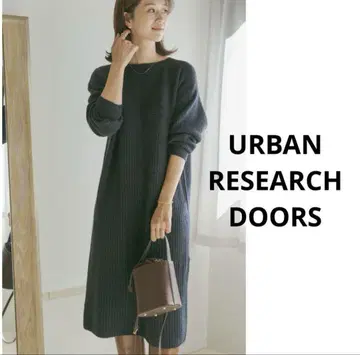 URBAN RESEARCH DOORS 와이드 리브 절개 니트 원피스