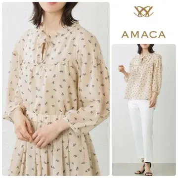 [ 새상품급 ] AMACA * 제브라 도트 오버 블라우스 40