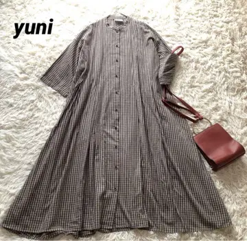 새상품급 YUNI [ F ] 깅엄 체크 박스 턱 A라인 원피스 1.8만