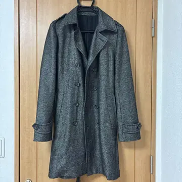 SHELLAC 트위드 헤링본 트렌치코트 46