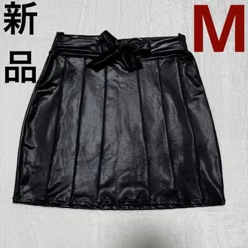 새상품 블랙 M 플리츠 디자인 미니 스커트