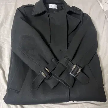 KXJ 블랙 피 코트 울 혼방