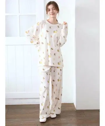 젤라또피케 허니 베어 패턴 풀오버, 롱 팬츠 상하의 세트