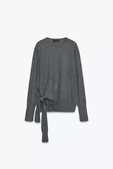 [ 미사용 택 포함 ] ZARA 2025AW 울 매듭 니트 그레이