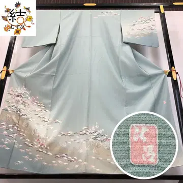 MK-1712 호몬기 작가물 송죽매 크레이프 원단 옅은 후카가와 쥐색
