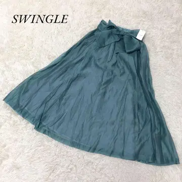 미사용 택 포함 SWINGLE 스윙클 빅 리본 벨트 플레어 스커트