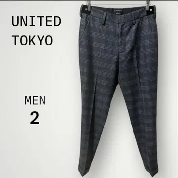 UNITED TOKYO 남성용 체크 무늬 슬랙스 사이즈 2