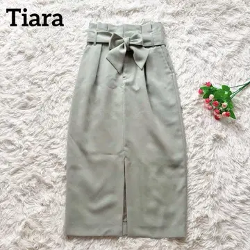 미사용급 Tiara 타이트 스커트 민트 그린 티아라 리본 프릴