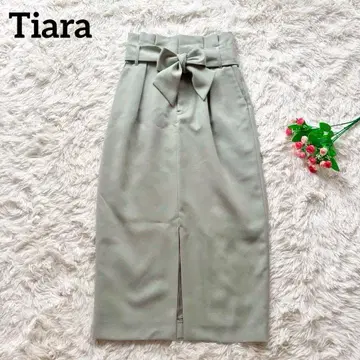 미사용급 Tiara 타이트 스커트 민트 그린 티아라 리본 프릴