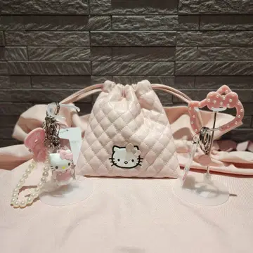 로리즈팜 헬로키티 퀼팅 복조리 파우치&키링&카라비너