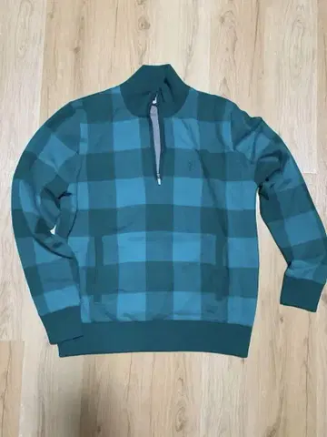 FootJoy 터콰이즈 체크 하프 지퍼 트레이닝복