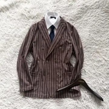 [새상품급] LARDINI 신규 로고 코튼 브라운 더블 자켓 사이즈 46