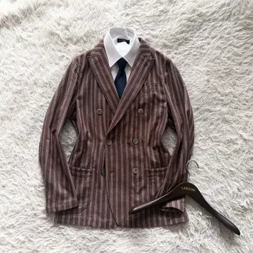 [새상품급] LARDINI 신규 로고 코튼 브라운 더블 자켓 사이즈 46