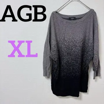 AGB [ XL ] 니트 그라데이션 모노톤 귀여운 반짝임 7부 소매