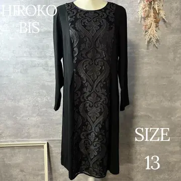 HIROKO BIS 블랙 x 자카드 무늬 원피스 빅 사이즈 13