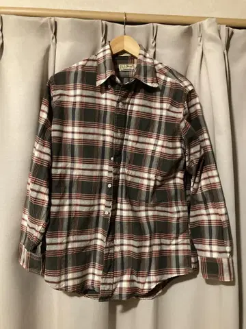 L.L.Bean 코튼 플란넬 셔츠 긴팔 그레이/레드