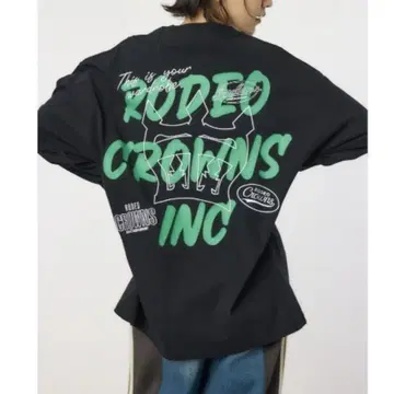 새상품 RODEO CROWNS 오버 사이즈 긴팔 티셔츠 블랙 검정 로데오
