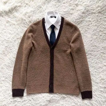 [ 새상품급 ] LARDINI 브라운 울 가디건 사이즈 50