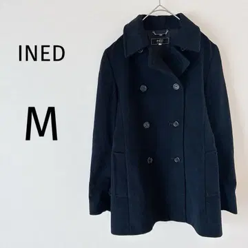 이네드 피 코트 자켓 더블 포켓 캐시미어 혼방 일본제 블랙 M