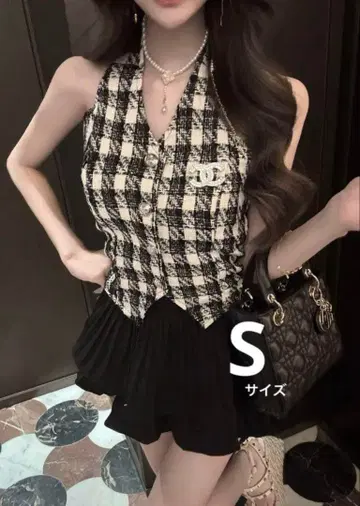 체크 베스트 미사용 새상품 S 사이즈