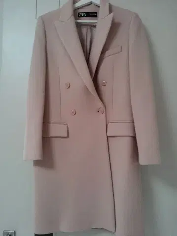 ZARA 핑크 더블 브레스트 체스터 코트