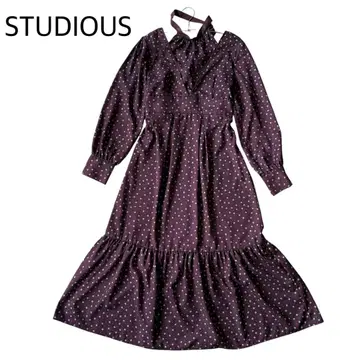 STUDIOUS 그레이스 롱 드레스 초커 페플럼 롱 코몬 무늬