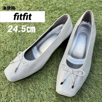 [ 새상품 ] fitfit 스퀘어토 리본 핏 플랫 실버