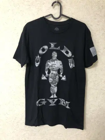 GOLD'S GYM 카모플라쥬 로고 T셔츠 블랙