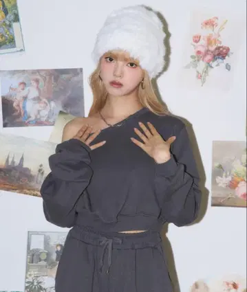 MSGirl 원숄더 큐빅 셋업 [맨투맨]