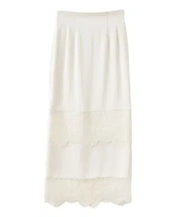 완판 코코딜 S 사이즈 택 포함 새상품 레이스 트리밍 새틴 내로우 스커트