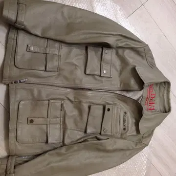 Von Dutch 올리브 그린 가죽 자켓