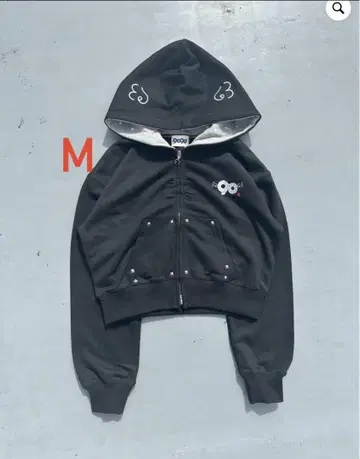 90 로고 도트 집 후디