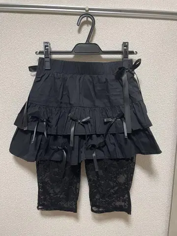 블랙 프릴 레이어드 스커트