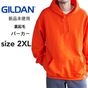 [ 길단 ] 새상품 8oz 속기모 무지 풀오버 후드티 오렌지 2XL