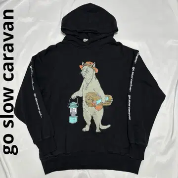 go slow caravan 고양이 캠핑 후드티