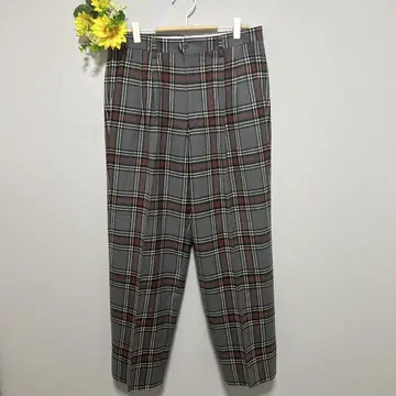 [ abadat ] 새상품급 슬랙스 남성용 허리 82 체크 그레이 F