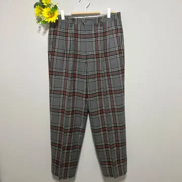 [ abadat ] 새상품급 슬랙스 남성용 허리 82 체크 그레이 F