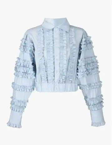 완판템 bibiy. LYLA FRILL BLOUSE 블루