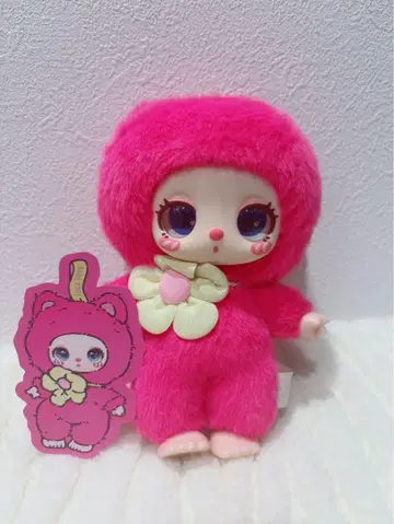 Liilas lucky cat 핑크 복숭아색 봉제 인형 키링